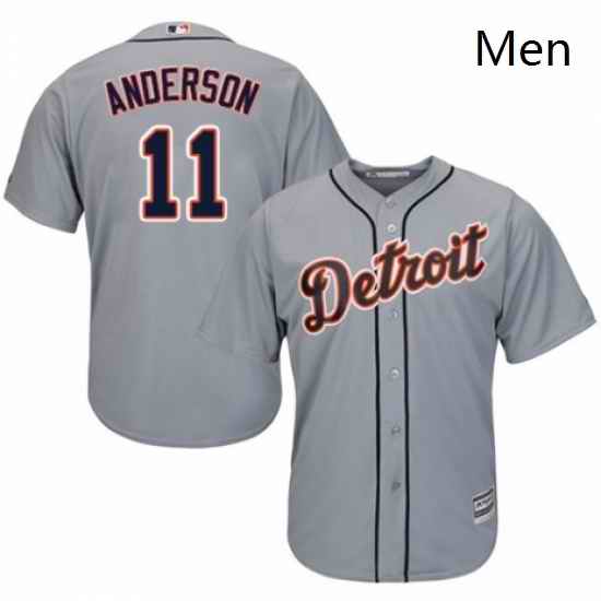 Mens Majestic Detroit Tigers 11 Sparky Anderson Replica Grey Road Cool Base MLB Jersey